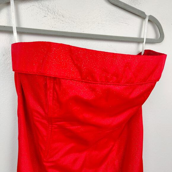 Vintage 90s Jessica McClintock for Gunne Sax Gown Womens 8/9 Red Glitter Glam - Picture 2 of 9